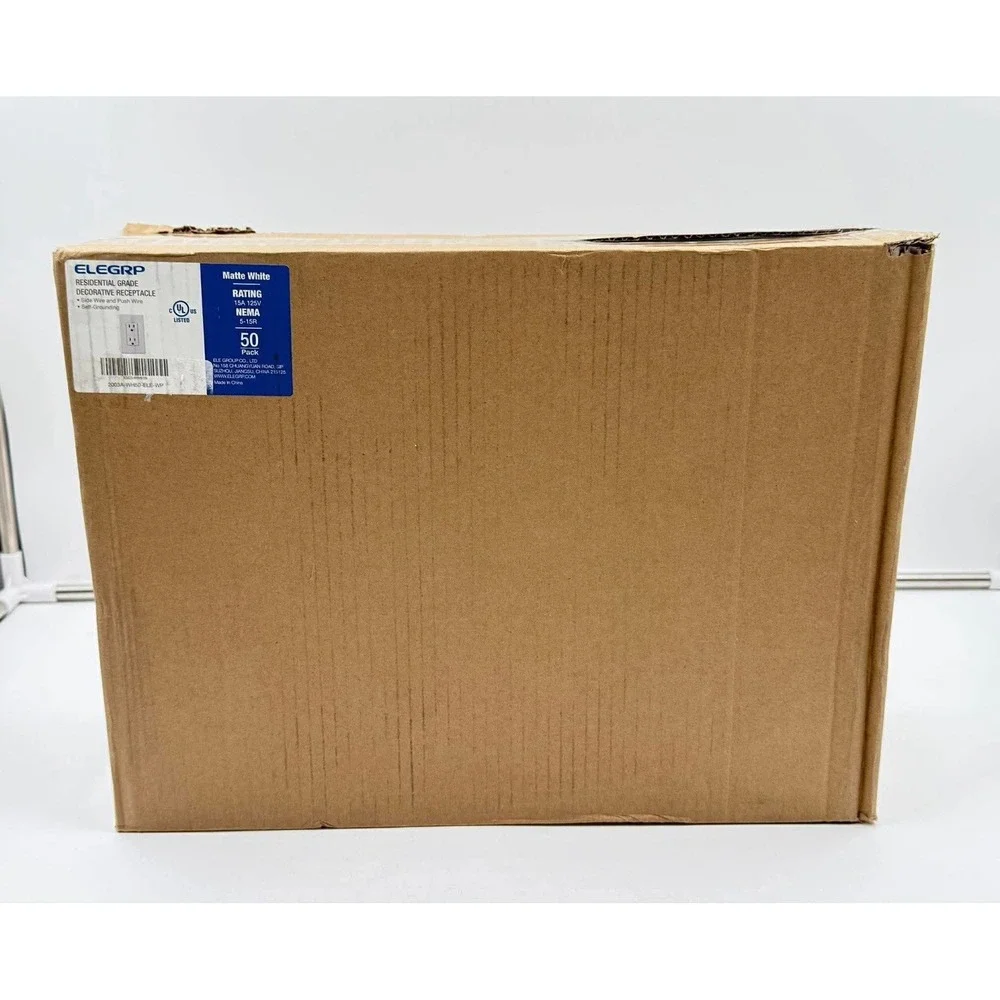 Elegrp Matte White Standard Decorator Electrical Wall Receptacle Outlet 15A 125V